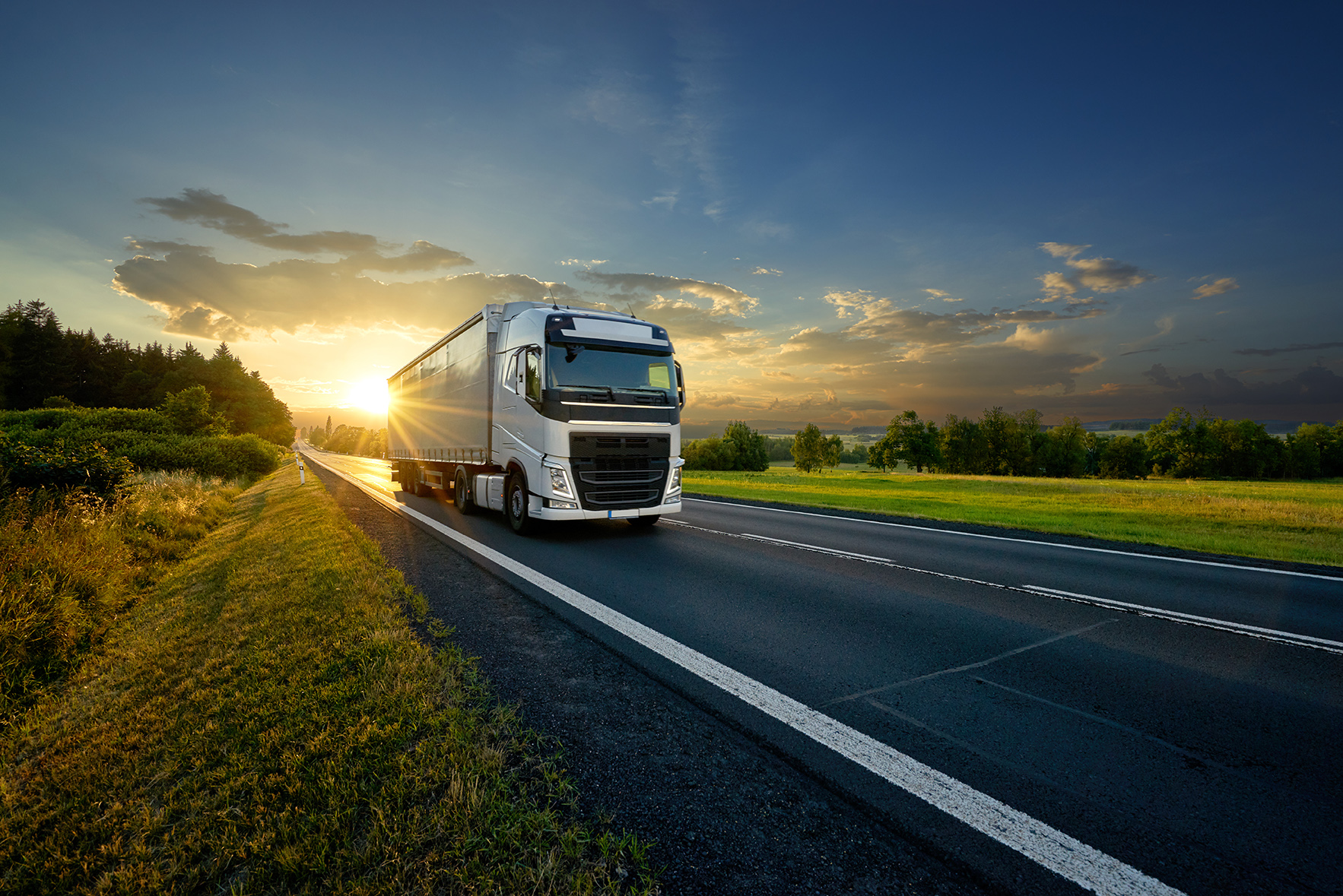 Truck on the road transporting goods