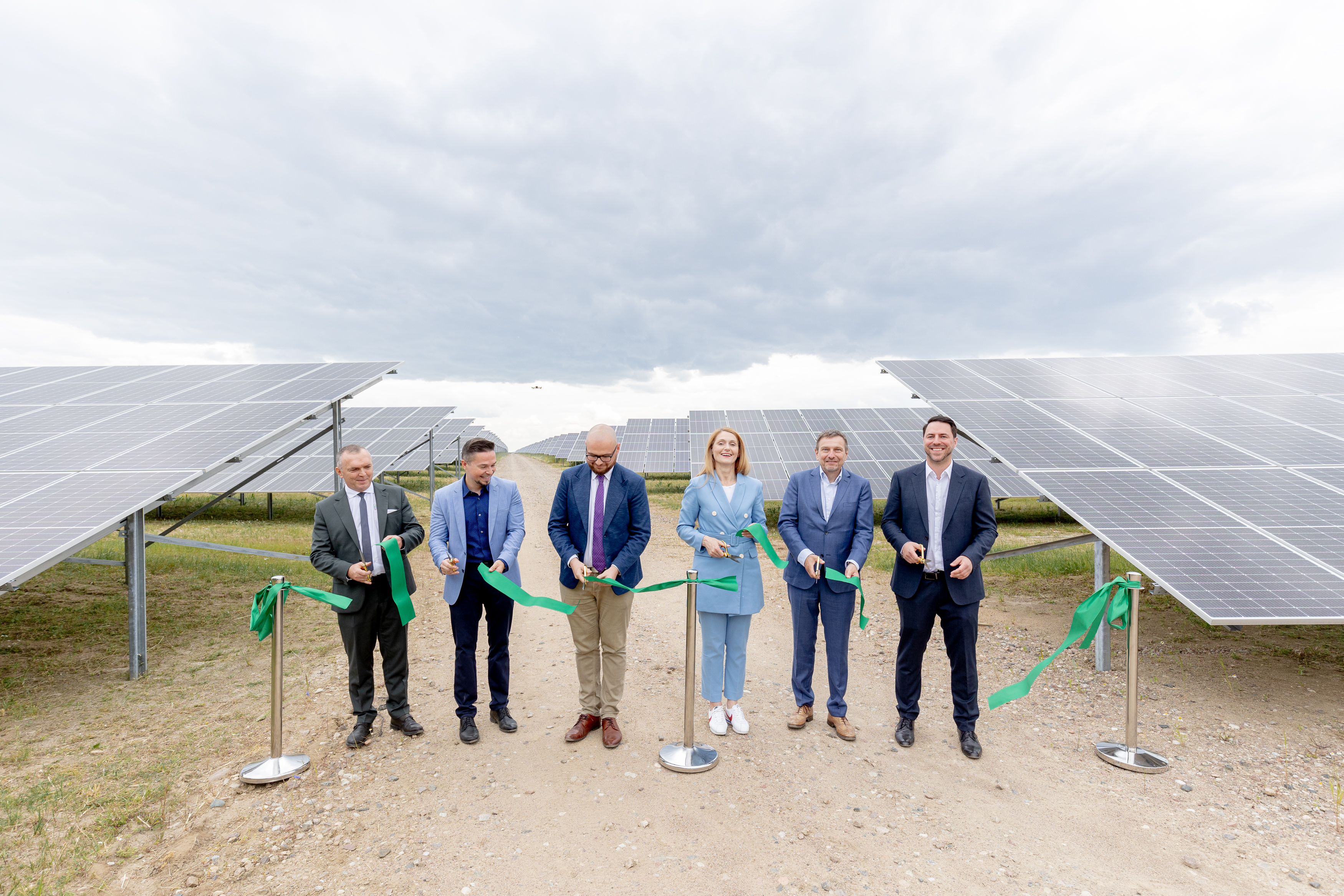 People gathered at opening of solar park